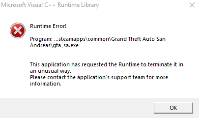 This application runtime to terminate. MOONLOADER.