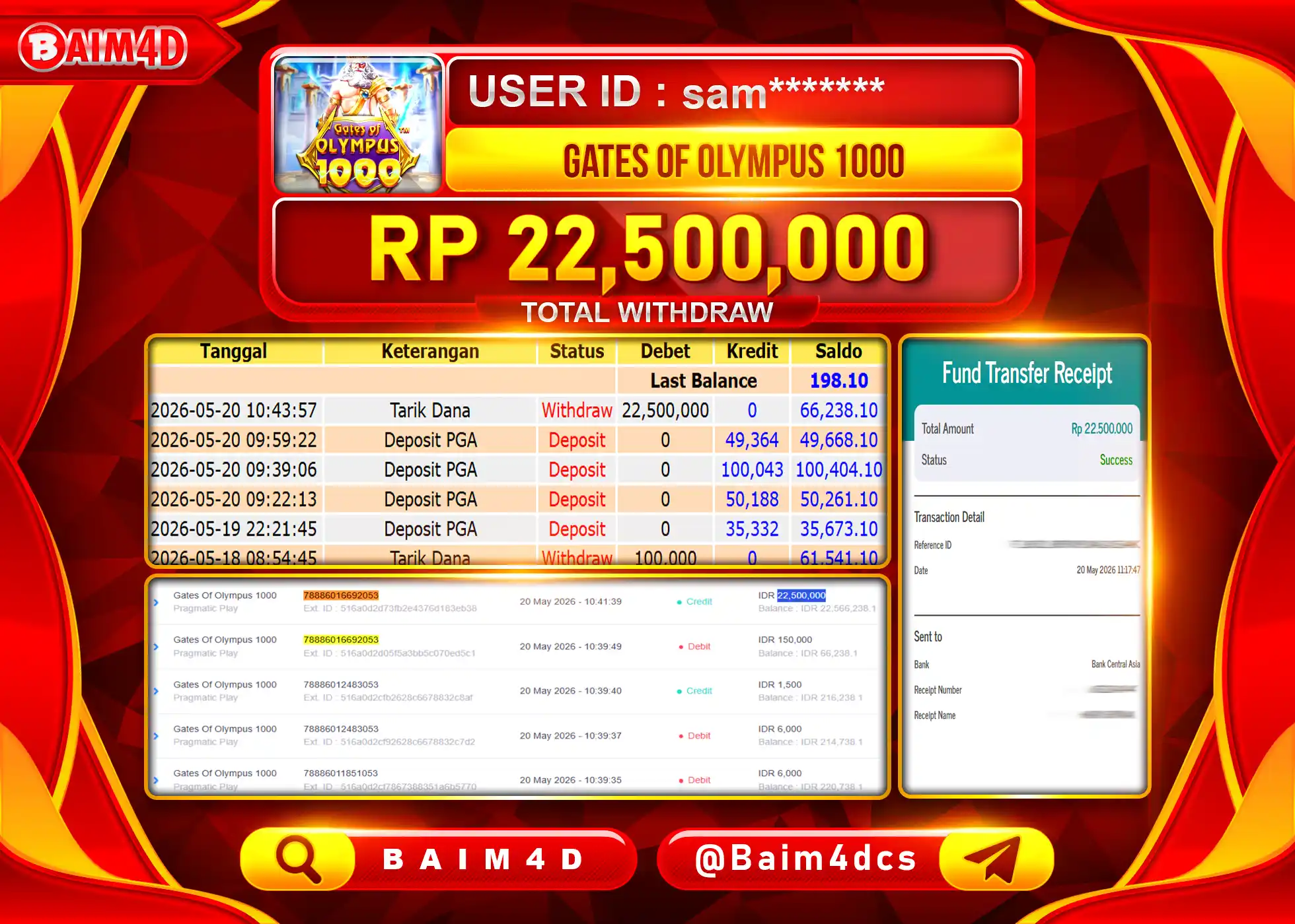 BAIM4D JACKPOT GATES OF OLYMPUS 1000 Rp.22,500,000 - LUNAS