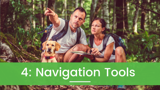 Navigation Tools, Compass and Map for Hiking