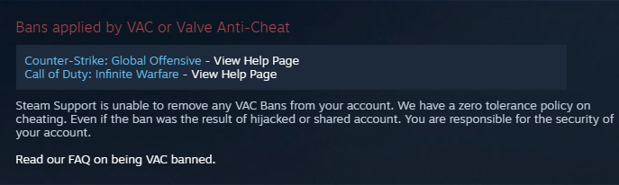 VAC ban. Valve Anti-Cheat. Ban game. Ваш аккаунт в VAC  ban.