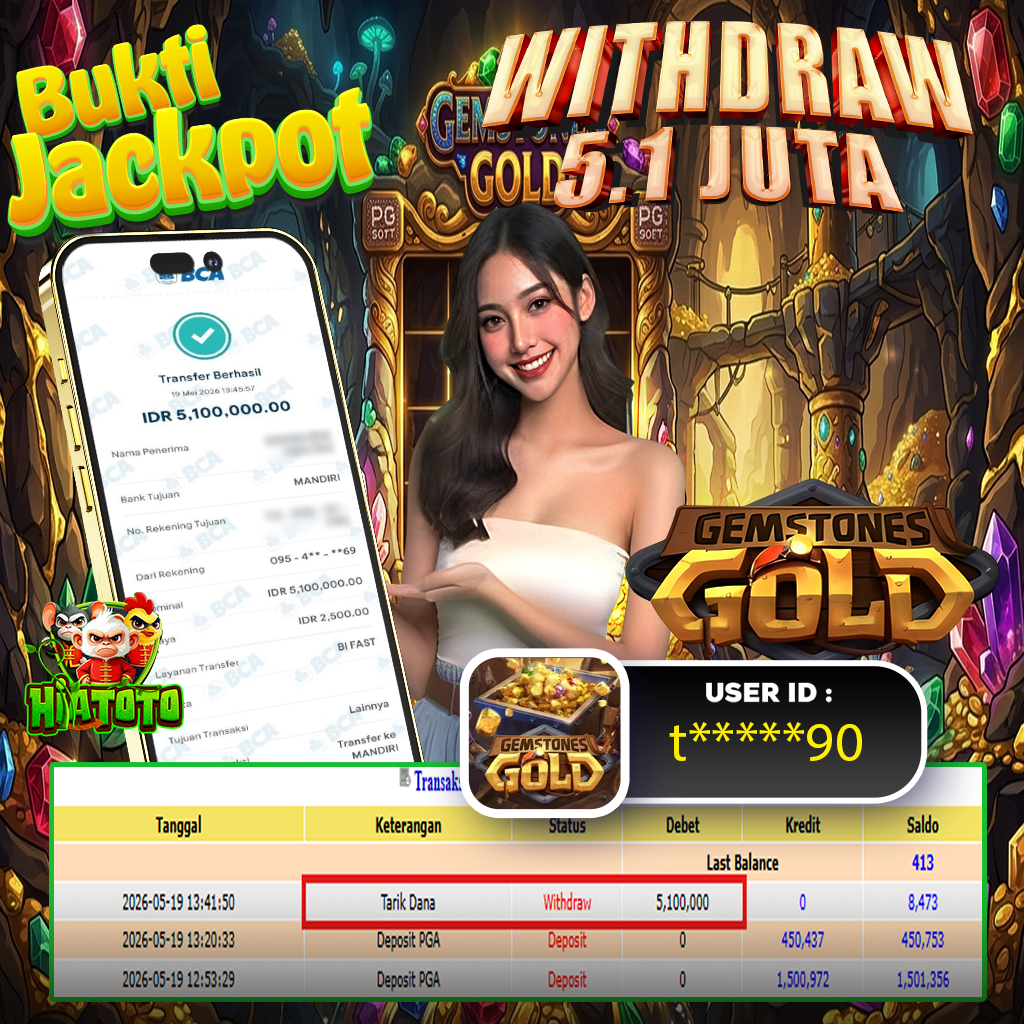 𝗛𝗜𝗔𝗧𝗢𝗧𝗢 𝗝𝗔𝗖𝗞𝗣𝗢𝗧!!! 𝗠𝗘𝗡𝗔𝗡𝗚 𝗕𝗘𝗦𝗔𝗥  GEMSTONES GOLD 𝗦𝗲𝗯𝗲𝘀𝗮𝗿 𝗥𝗽 5.100.000 𝗝𝘂𝘁𝗮 𝗗𝗶 𝗕𝗮𝘆𝗮𝗿 𝗟𝘂𝗻𝗮𝘀!