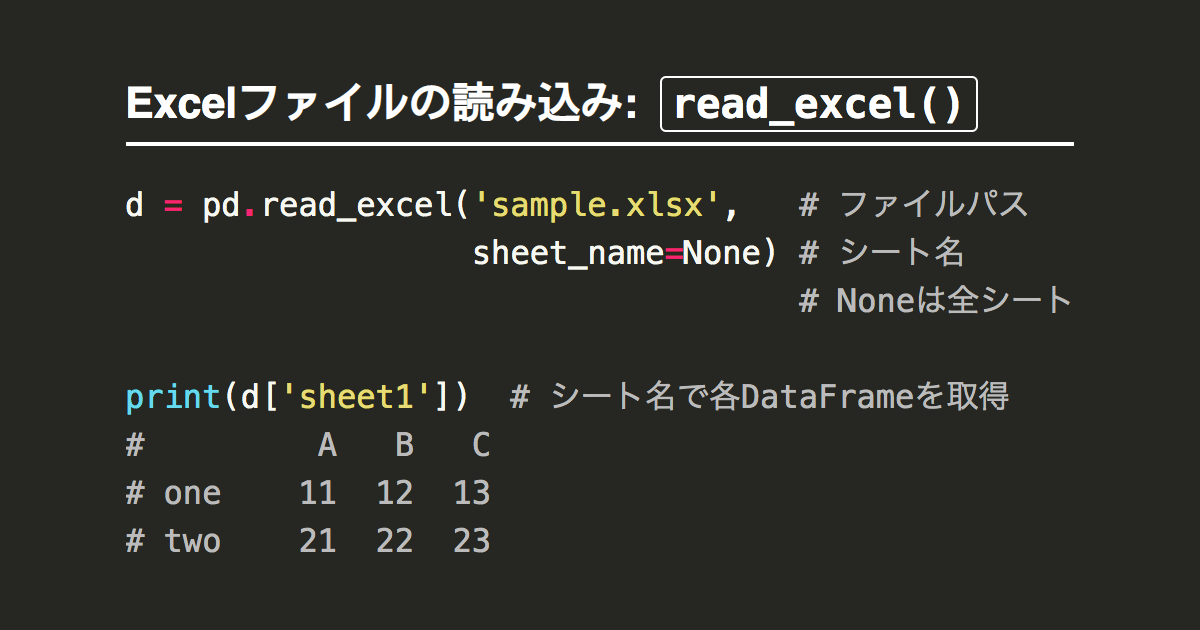 Pandasでexcelファイル Xlsx Xls の読み込み Read Excel Note Nkmk Me