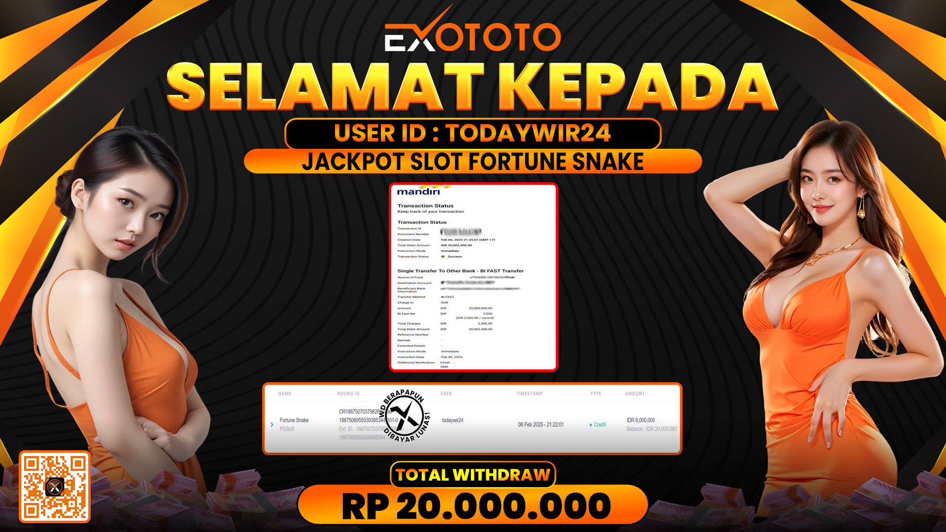 EXOTOTO JACKPOT DI SLOT FORTUNE SNAKE RP. 20.000.000,- LUNAS