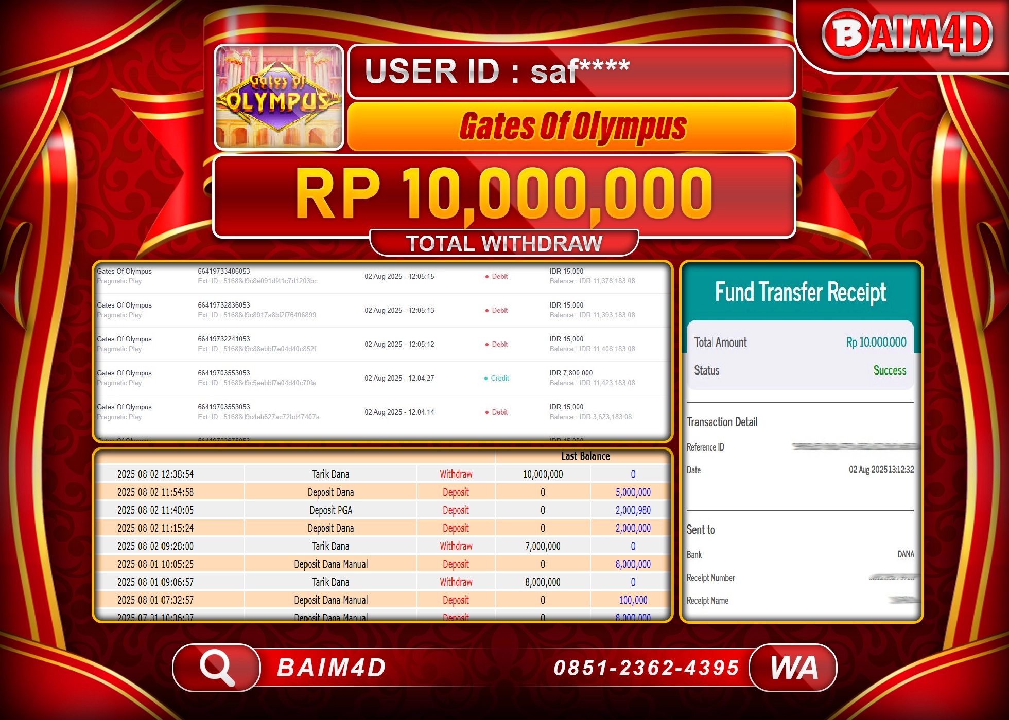 BAIM4D JACKPOT SLOT GATES OF OLYMPUS Rp.10,000,000.- LUNAS