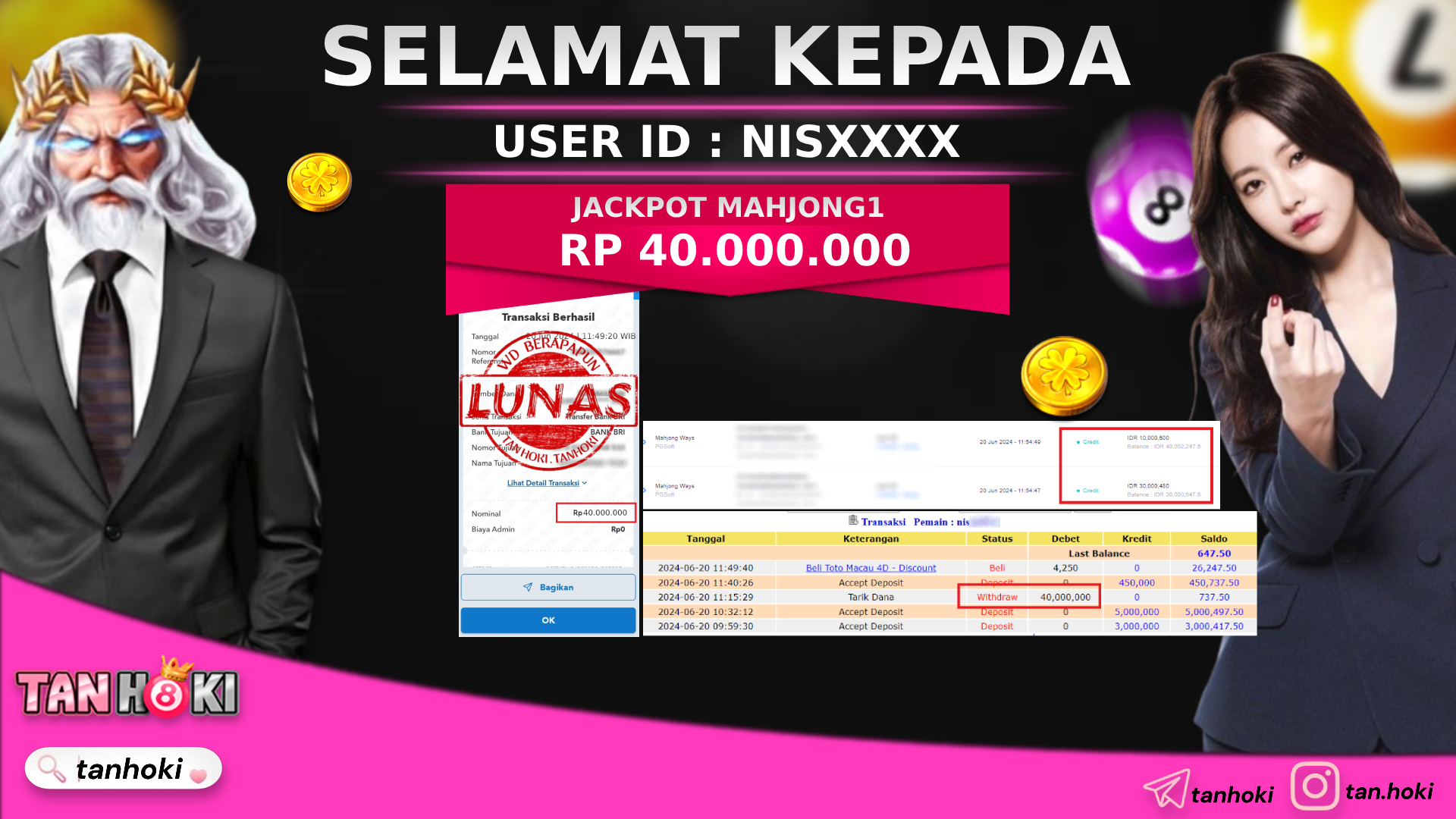 TANHOKI JACKPOT MAHJONG WAYS1  Rp.40.000.000,- LUNAS