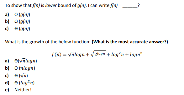 Solved To Show That F N Is Lower Bound Of G N I Can Wr Chegg Com