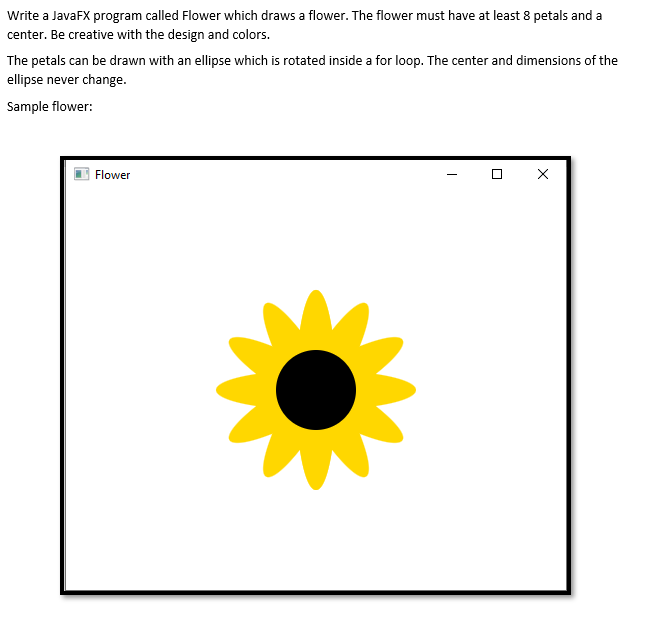 Solved Write a JavaFX program called Flower which draws a | Chegg.com