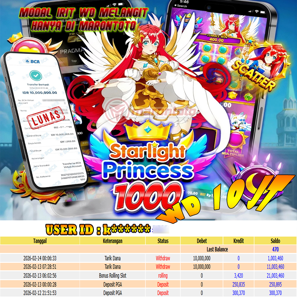 BUKTI JEPE SLOT GACOR DI  STARLIGHT PRICESS 1000 - PRAGMATIC PLAY
