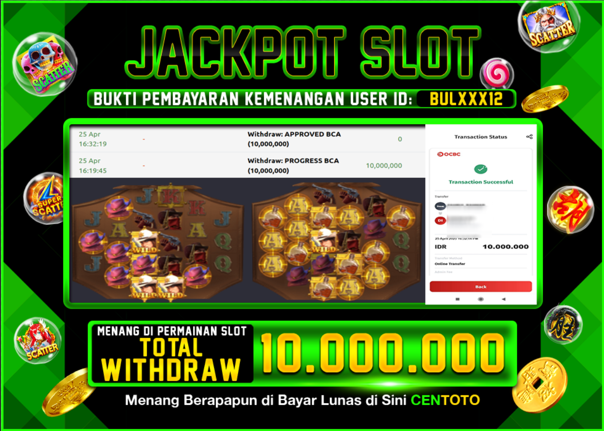 BUKTI JACKPOT LUNAS CENTOTO  RP.10.000.000,-LUNAS