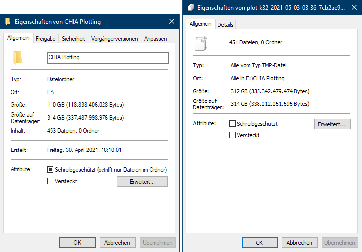 I checked the temp folder size every 10s. k32 plots don't take more ...