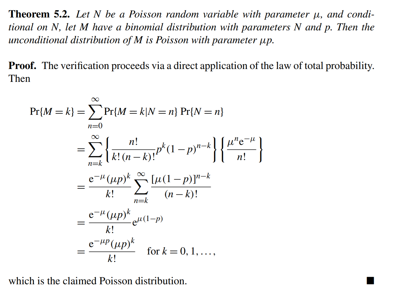 Let N be a poisson random variable with parameter µ, and conditional on ...