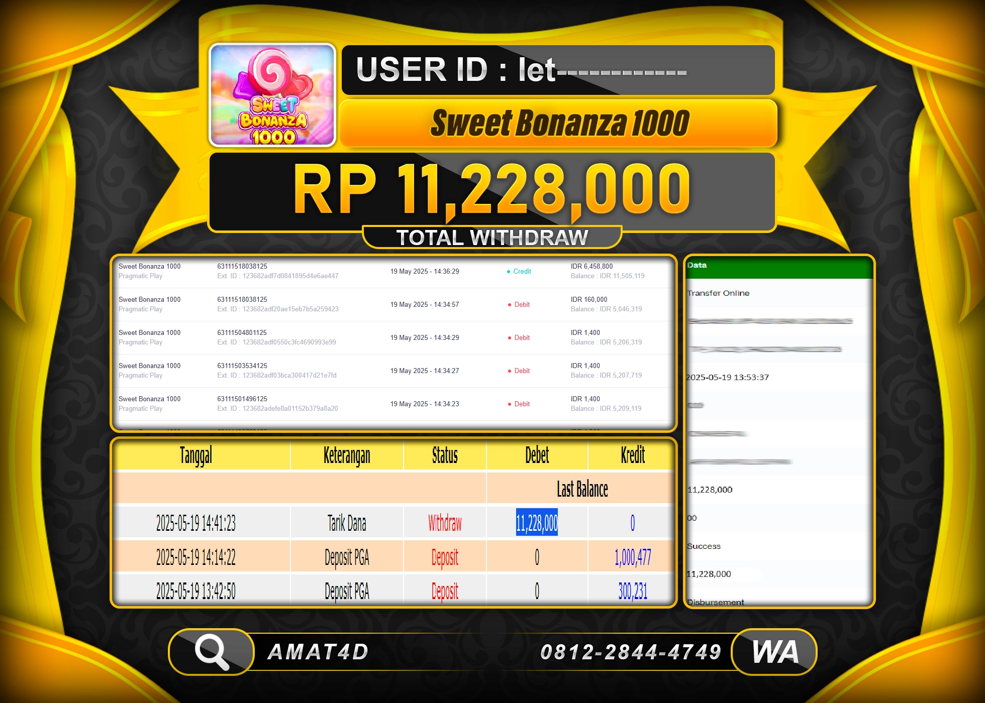 AMAT4D KEMENANGAN JACKPOT SWEET BONANZA 1000 Rp.11.228.000 BERHASIL TERBAYAR LUNAS
