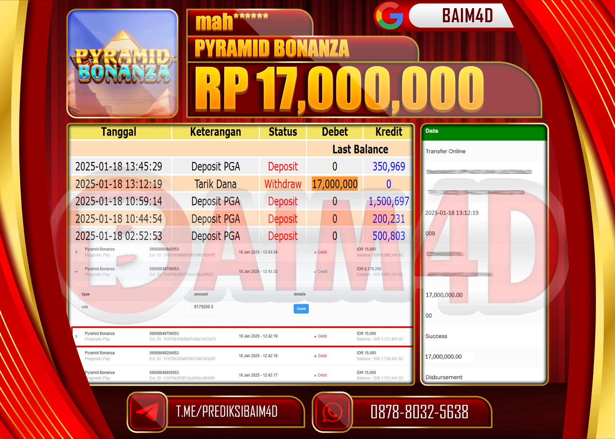 BAIM4D JACKPOT SLOT PYRAMID BONANZA Rp.17.000,000.- LUNAS