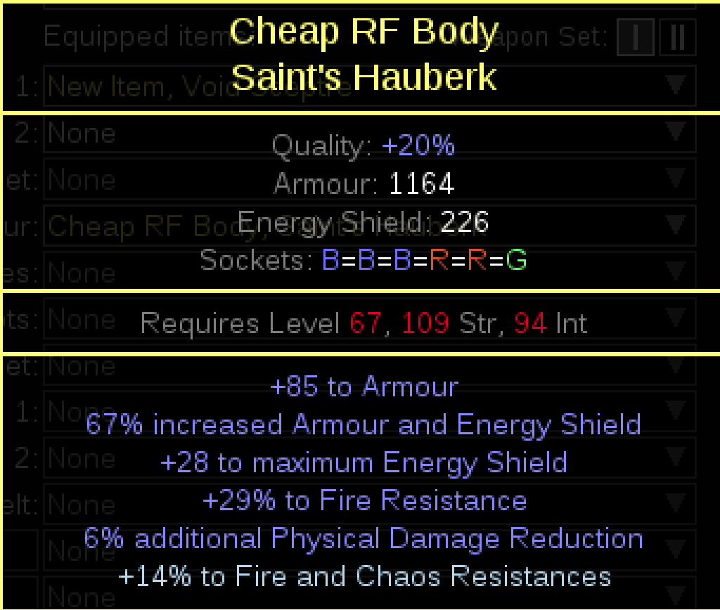 Example crafted Starter Body Armor