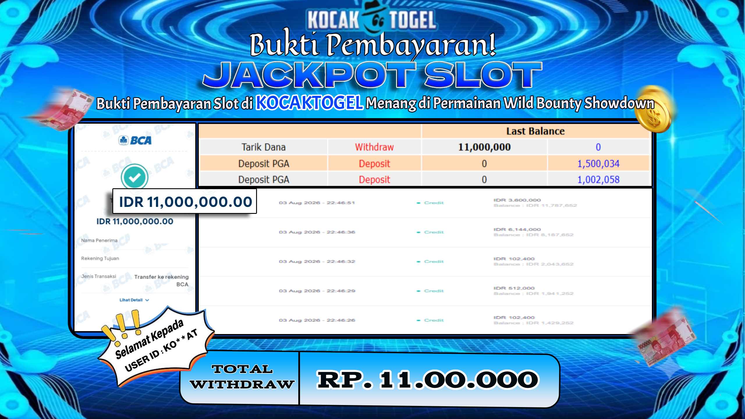 🏆 BUKTI KEMENANGAN Wild Bounty Showdown MEMBER KOCAKTOGEL  🏆