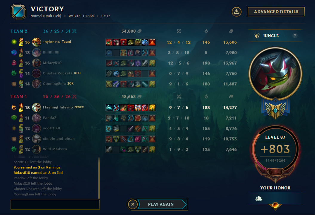I got from Gold to Diamond during S8 as One Trick Rank 100 Rammus EUW ...