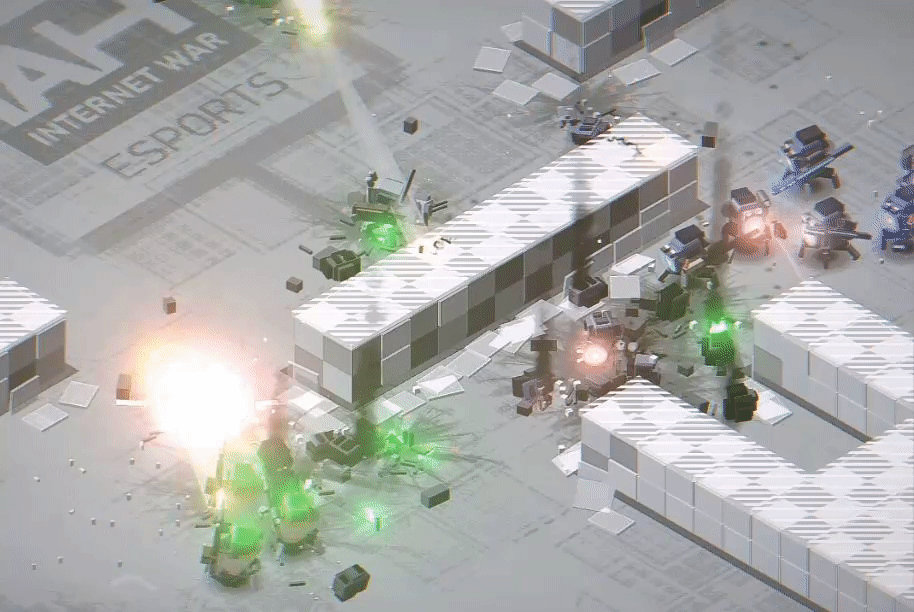 Game Gif, shows combat bots fighting each other