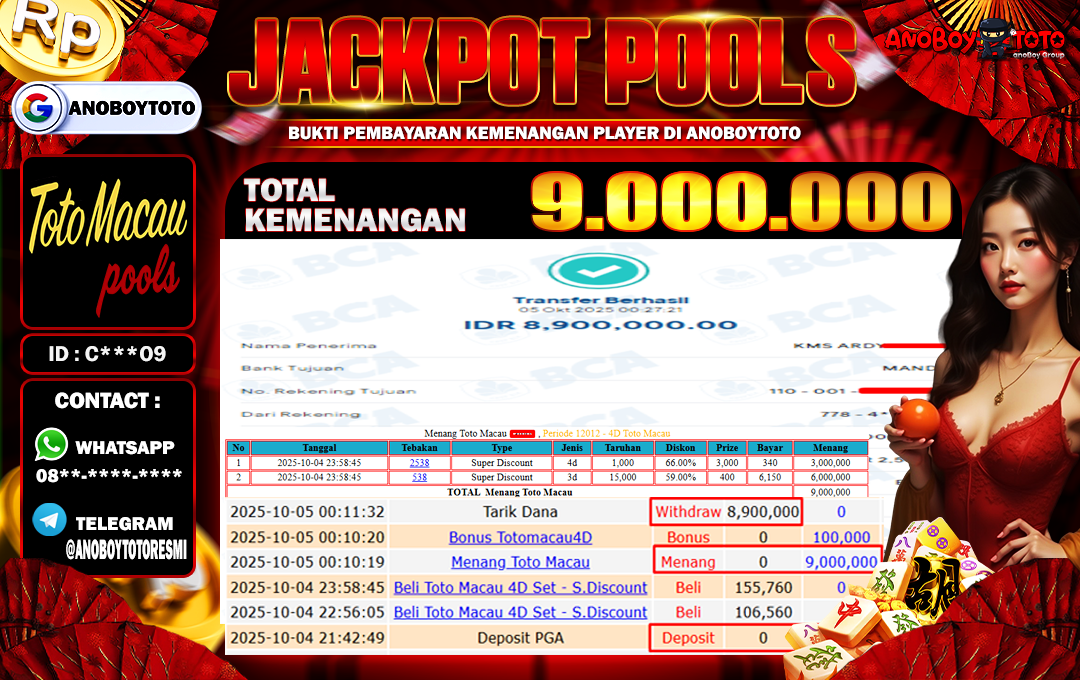 ANOBOYTOTO di Toto Macau 4D Season 6 RP.9.000.000 LUNAS