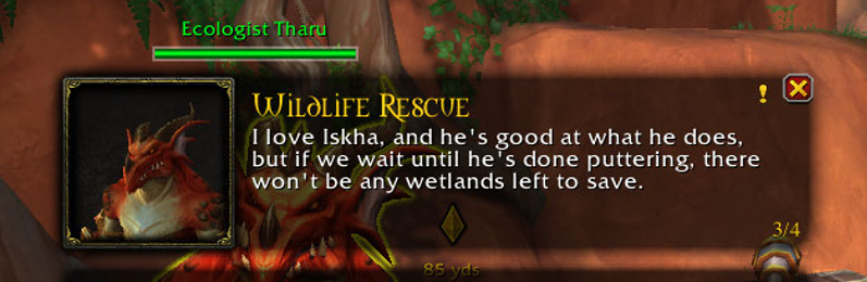 WoW Screenshot Ecologist Tharu giving quest text