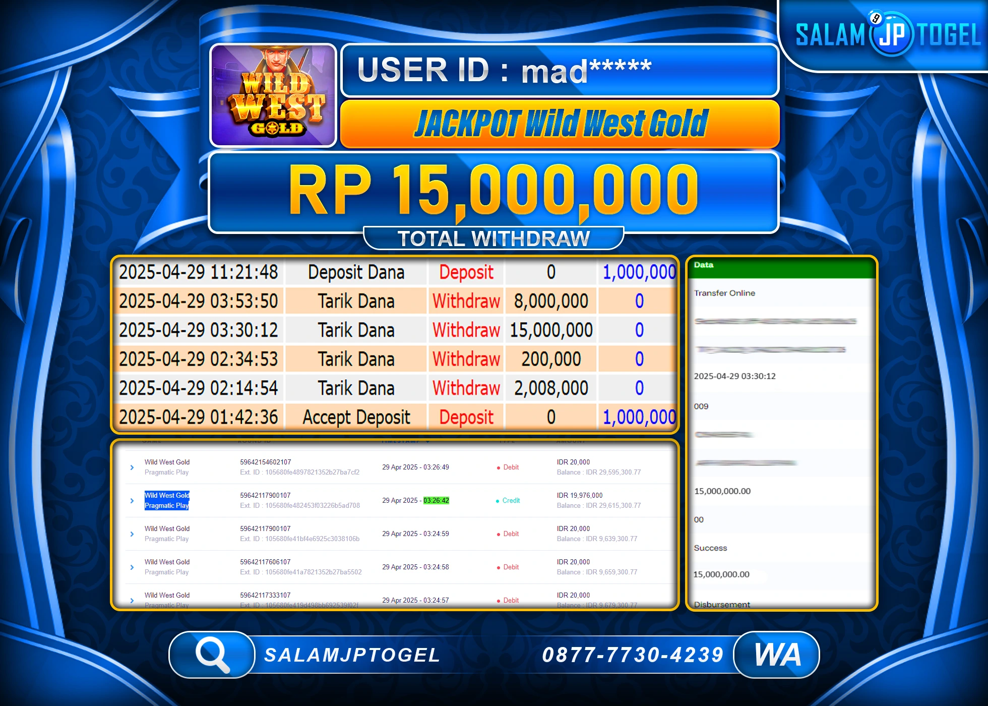 SALAMJPTOGEL MENANG WILD WEST GOLD Rp.15,000,000 LUNAS