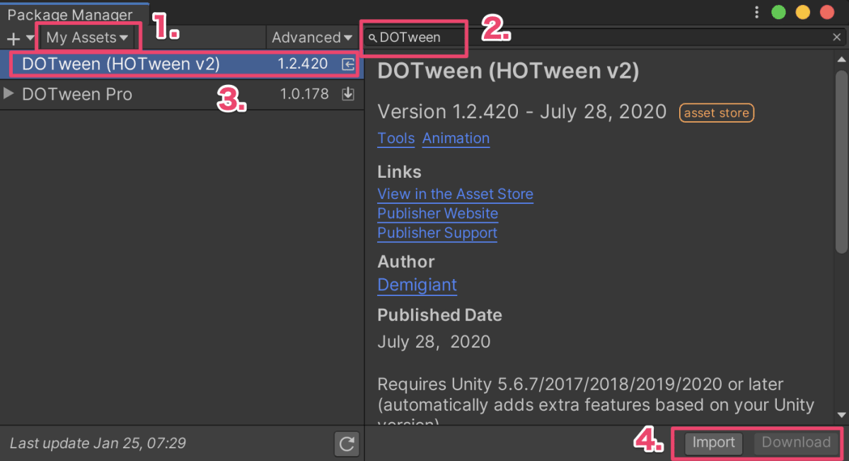 DOTweenをインストールする2種類の方法_2