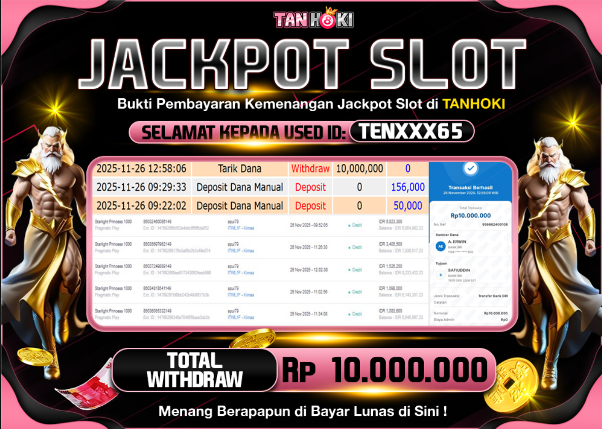 TANHOKI JACKPOT SLOT STARLIGHT PRINCESS 1000 Rp..10.000.000,- LUNAS