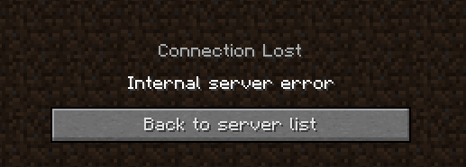 Internal server error как исправить minecraft