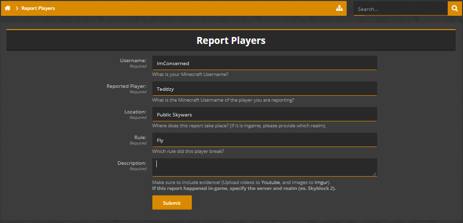 Minecraft report