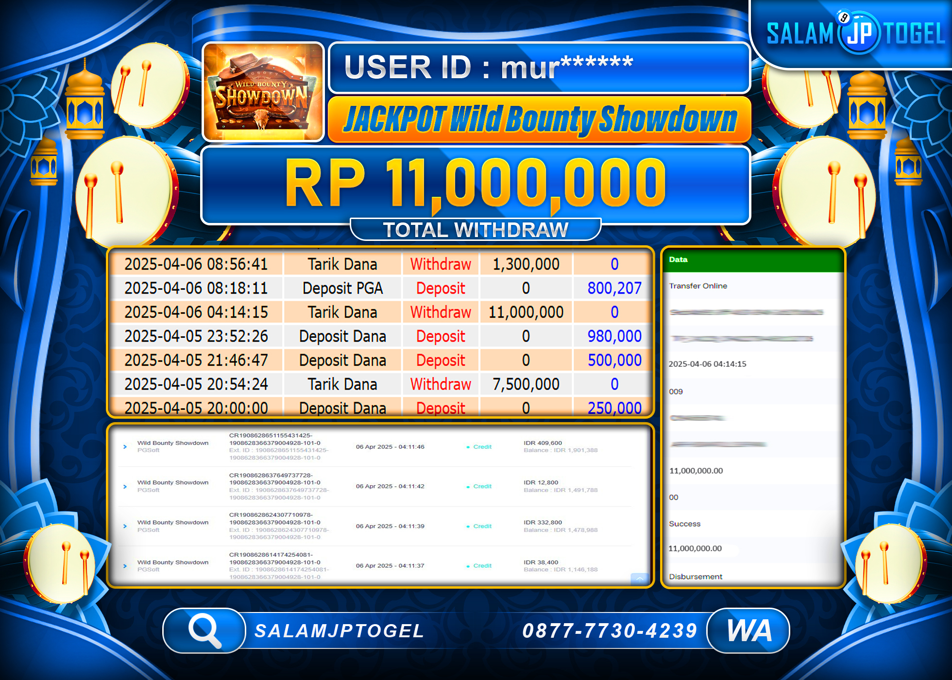 SALAMJPTOGEL MENANG WILD BOUNTY SHOWDOWN Rp. 11,000,000 LUNAS