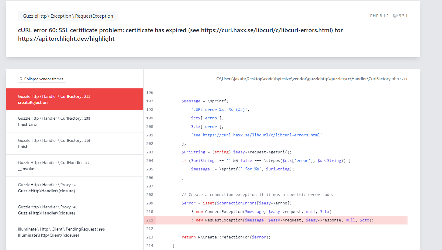 installing-torchlight-on-laravel-9-and-getting-curl-error-60-stack