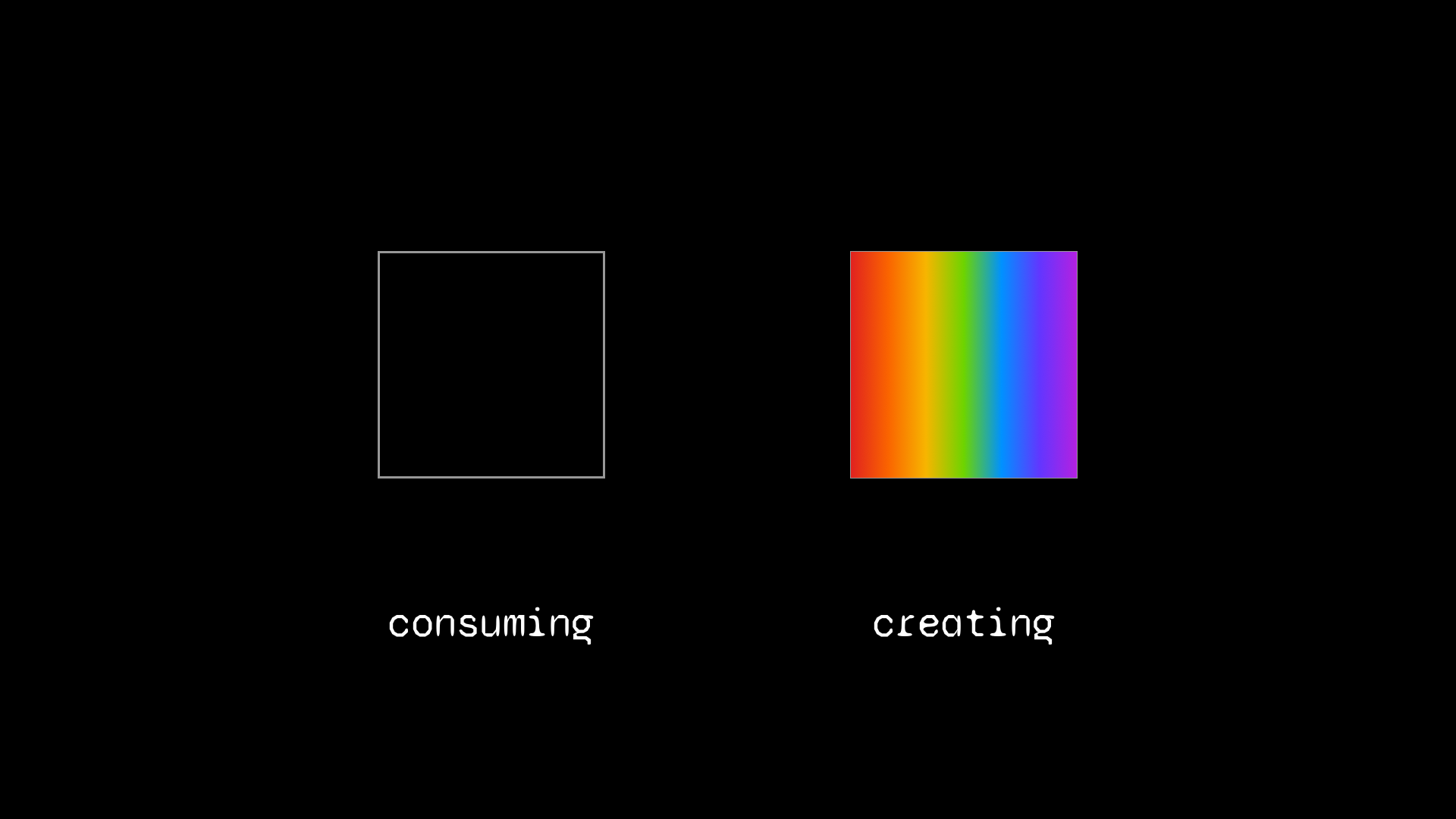 consuming vs creating rainbow image compare