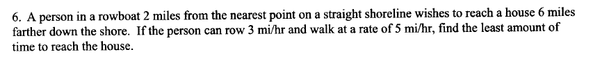 solved: 6. a person in a rowboat 2 miles from the nearest