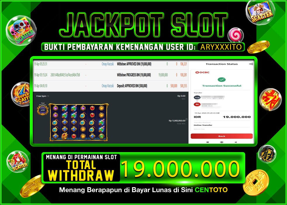 BUKTI JACKPOT LUNAS CENTOTO  RP.19.000.000,-LUNAS