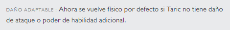 Ajuste en la pasiva de Taric Ajuste en la pasiva de Taric