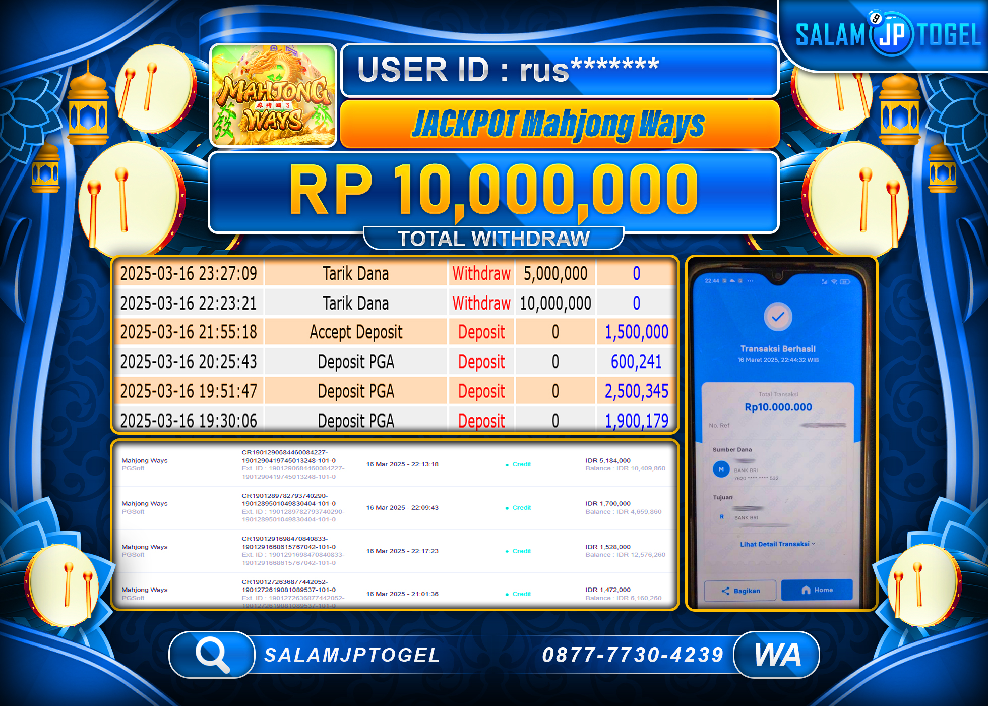 SALAMJPTOGEL MENANG MAHJONG WAYS Rp. 10,000,000 LUNAS