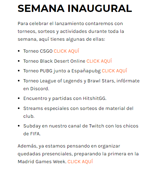 Algunas de las actividades de la Comunidad x6tence. (Los enlaces no funcionan en la imagen, hay que acceder a la web oficial) Algunas de las actividades de la Comunidad x6tence. (Los enlaces no funcionan en la imagen, hay que acceder a la web oficial)