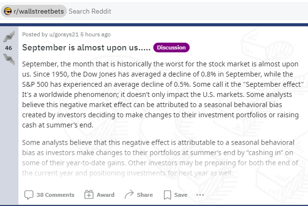 Наступает сентябрь - исторически худший месяц для фондового рынка.