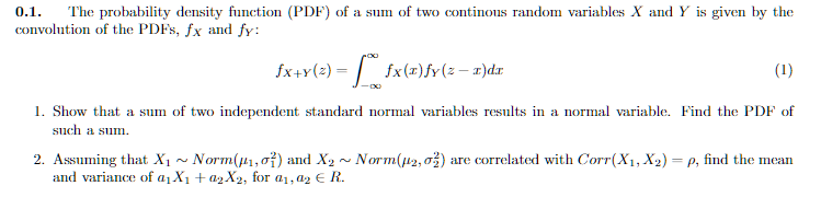 Solved 0.1. The Probability Density Function (PDF Of A S | Chegg.com