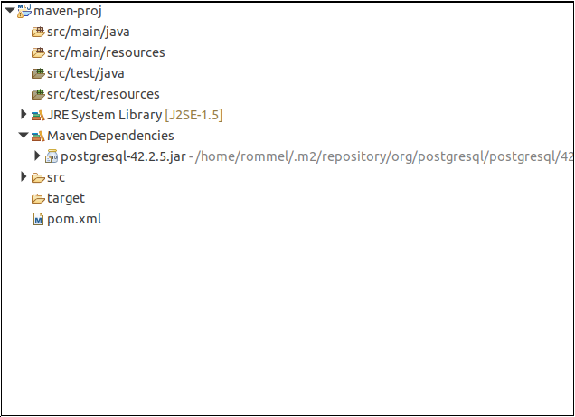 Maven downloaded the needed JAR Files as indicated in the pom.xml file