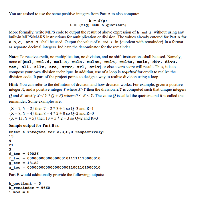 Code in MIPS/ Assembly using MARS, WILL THUMBS UP | Chegg.com
