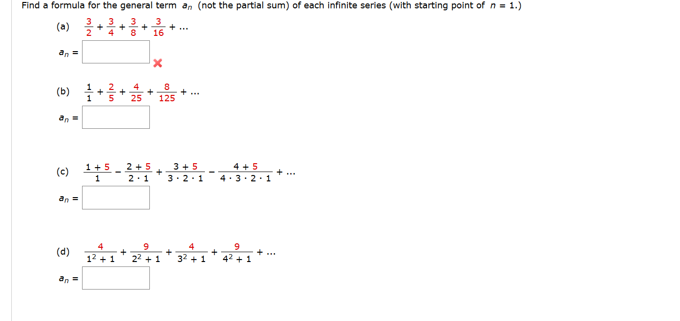 Solved Find A Formula For The General Term A N Not The P Chegg Com