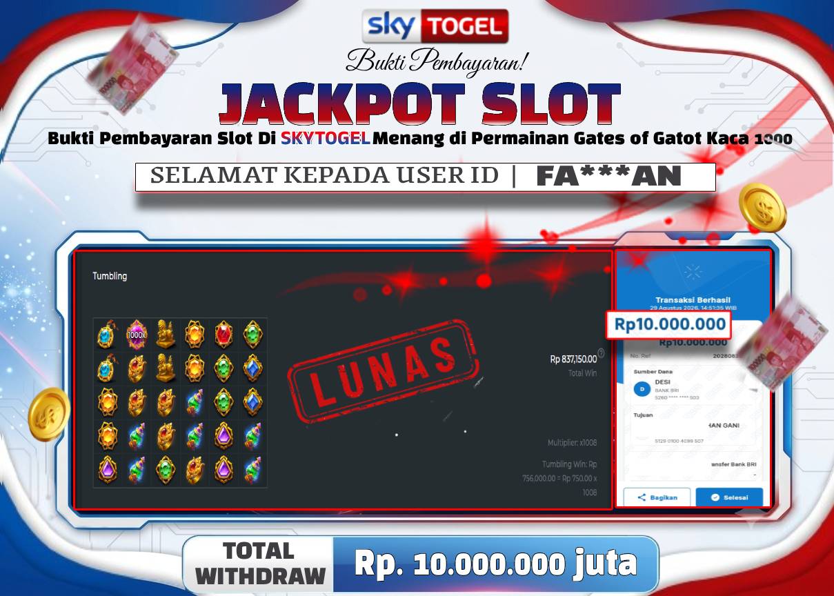 🏆 BUKTI   KEMENANGAN   Gates of Gatot Kaca 1000  MEMBER   SKYTOGEL🏆