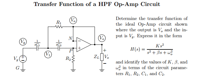 Solved Determine the transfer function of the ideal Op-Amp | Chegg.com