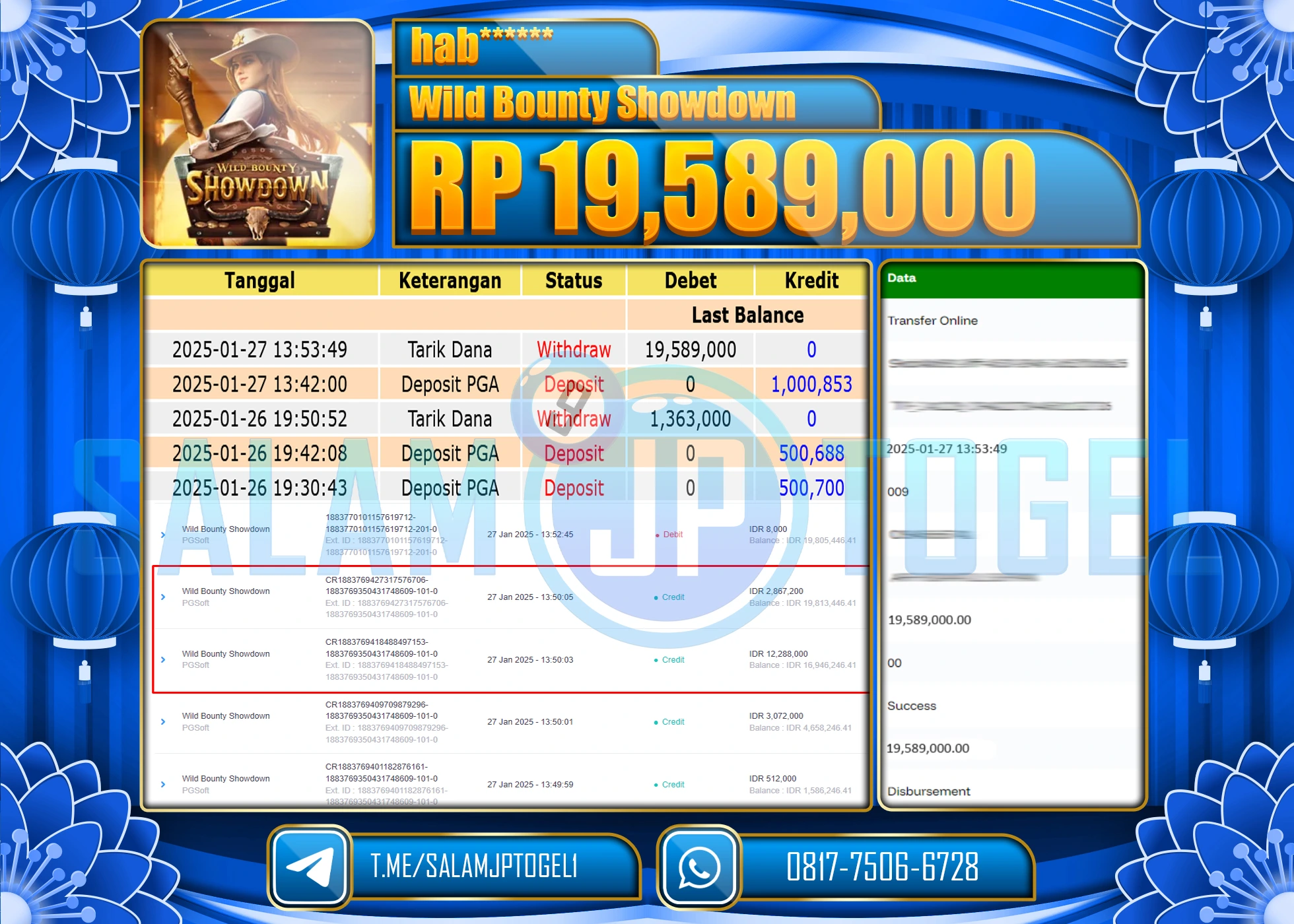 SALAMJPTOGEL MENANG WILD BOUNTY SHOWDOWN Rp.19,589,000 LUNAS