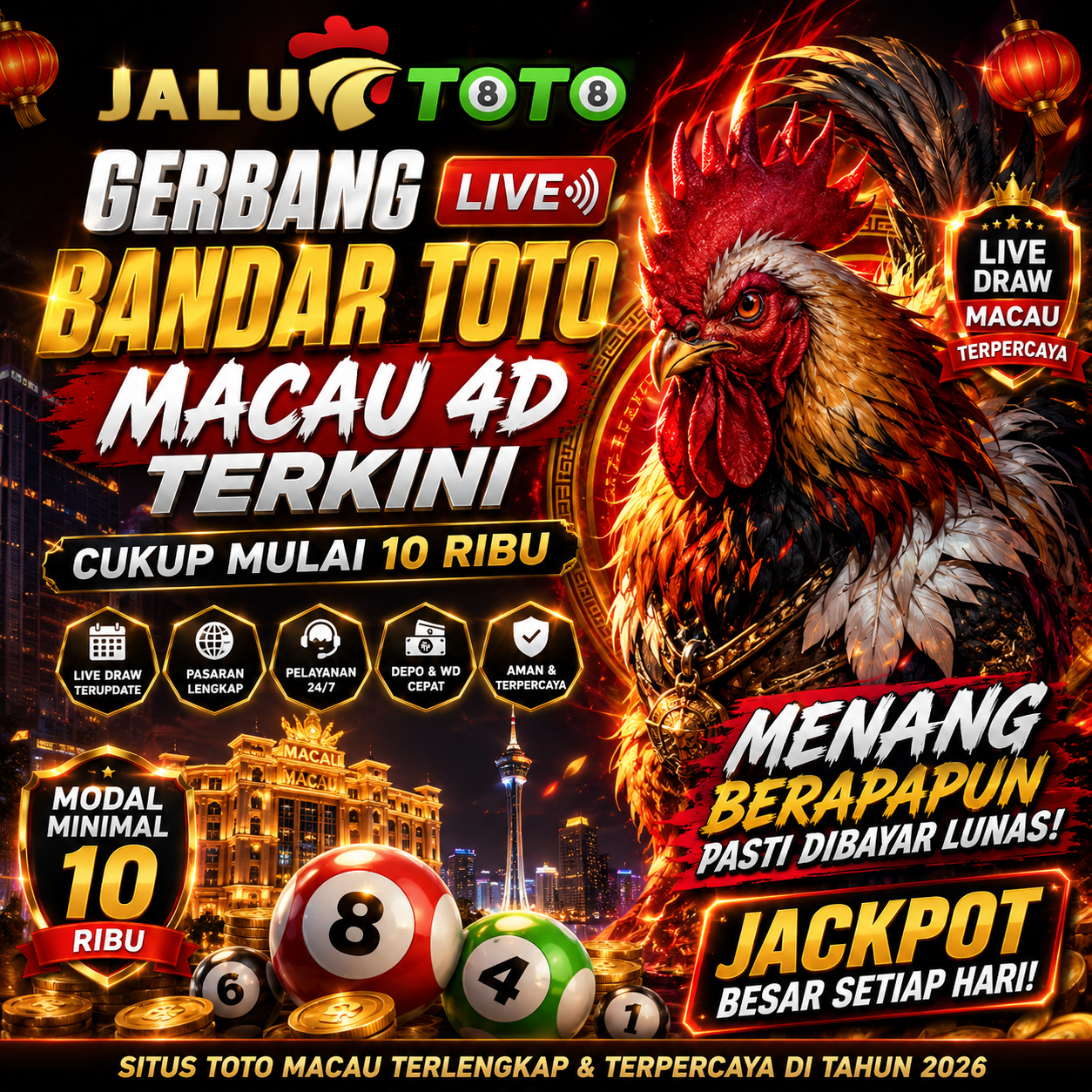 JALUTOTO ⭐ Gerbang Live Bandar Toto Macau 4D Terkini Cukup Mulai 10 Ribu