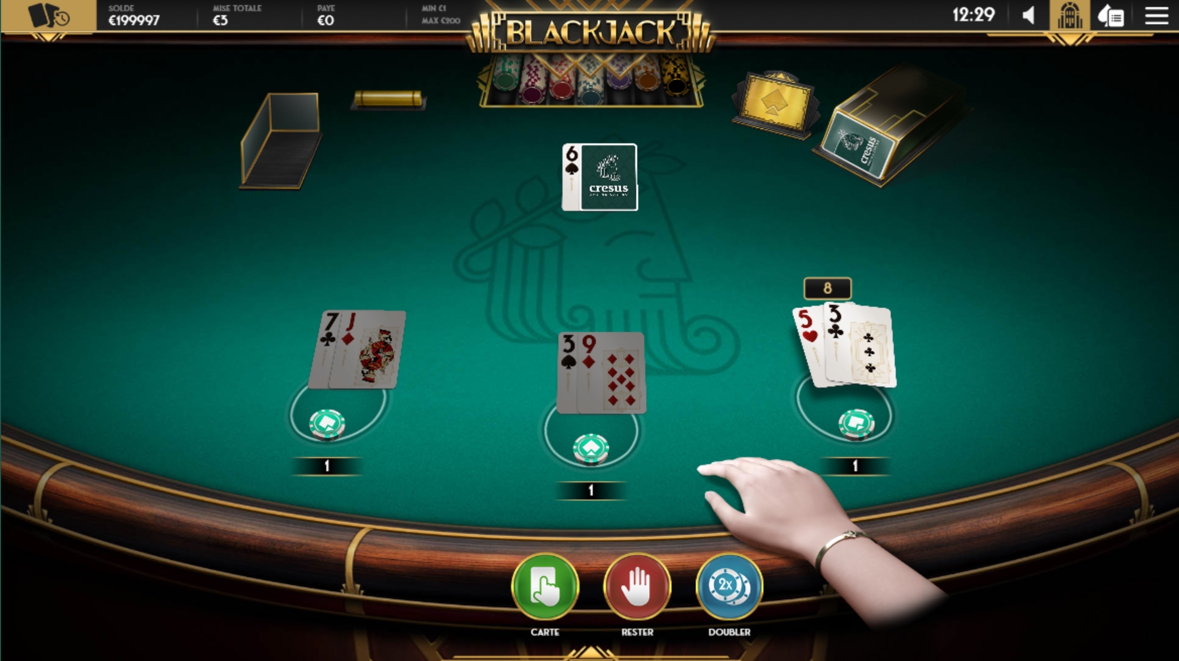 Cresus Blackjack Multihand est l'un des meilleurs jeux de table auxquels vous pouvez jouer au Casino Cresus