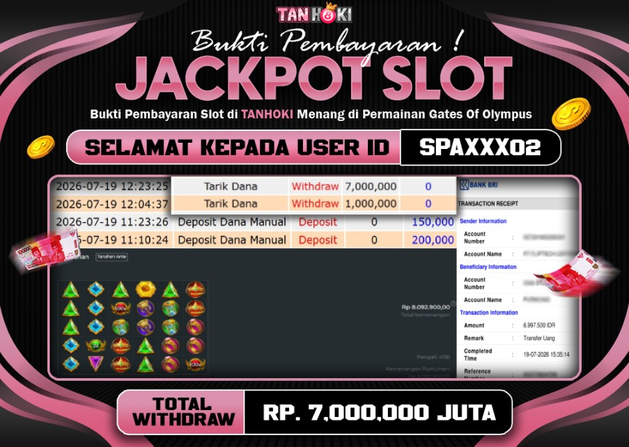 HAPPY JACKPOT MEMBER TANHOKI SLOT GATES OF OLYMPUS 1000 Rp 7.000.000-, - LUNAS