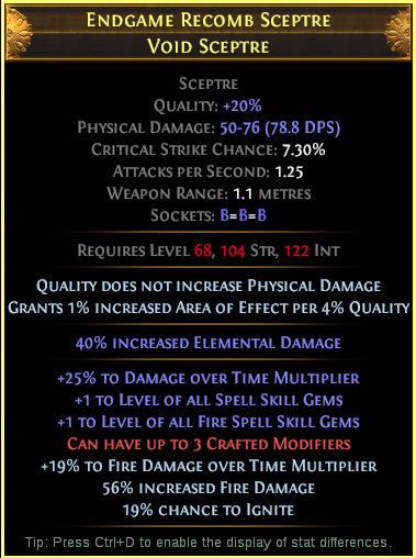 Example crafted Endgame Recomb Sceptre
