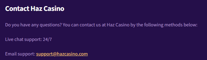 Haz customer support