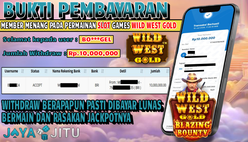 🏆 BUKTI KEMENANGAN SLOT WILD WEST GOLD MEMBER  JAYAJITU🏆